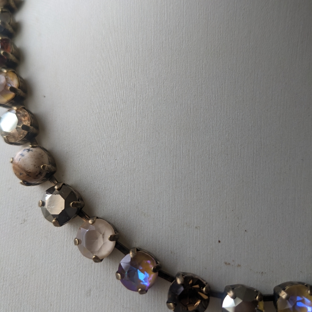 Brown Cappuccino & Latte Swarovski Crystals In Artisan-Made Classic Necklace - Picture 6 of 6